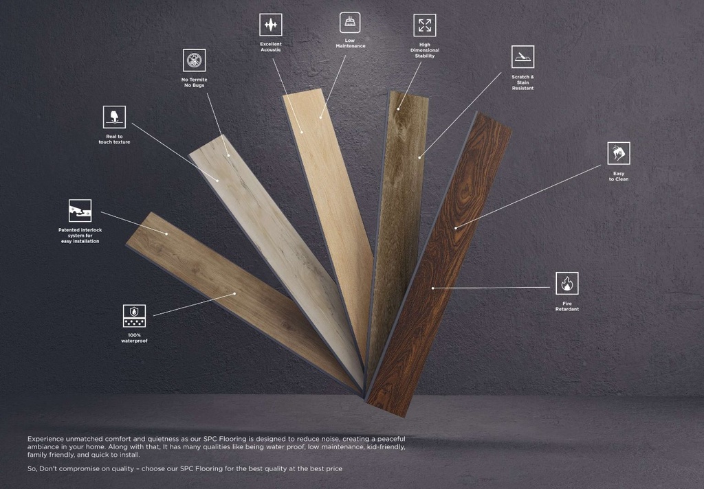 SPC Luxe Collection Vinyl Flooring, 9" Wide x 60" Long, All Colors
